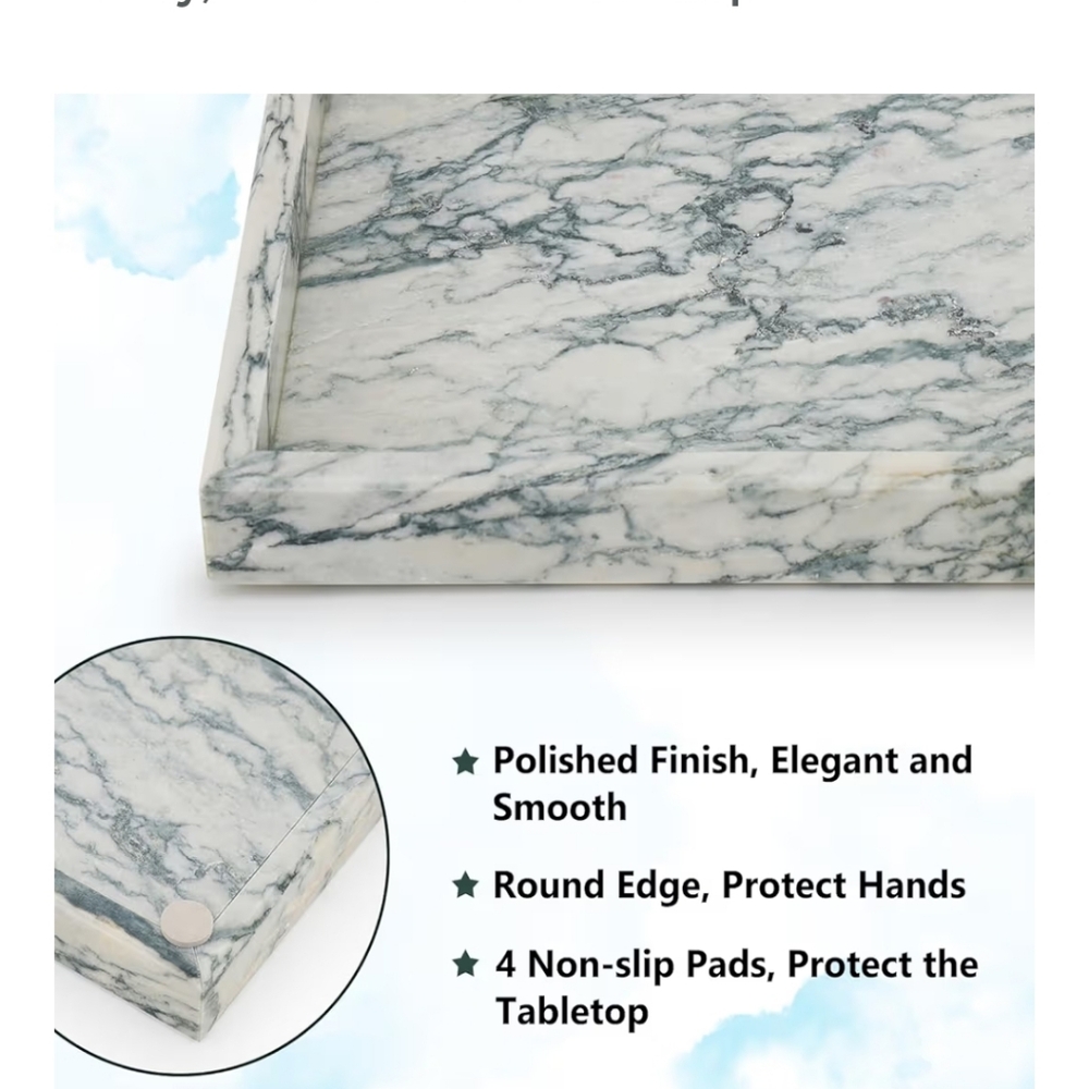 Marble Tray Cyan-Green Table Decor - Picture 2 of 12
